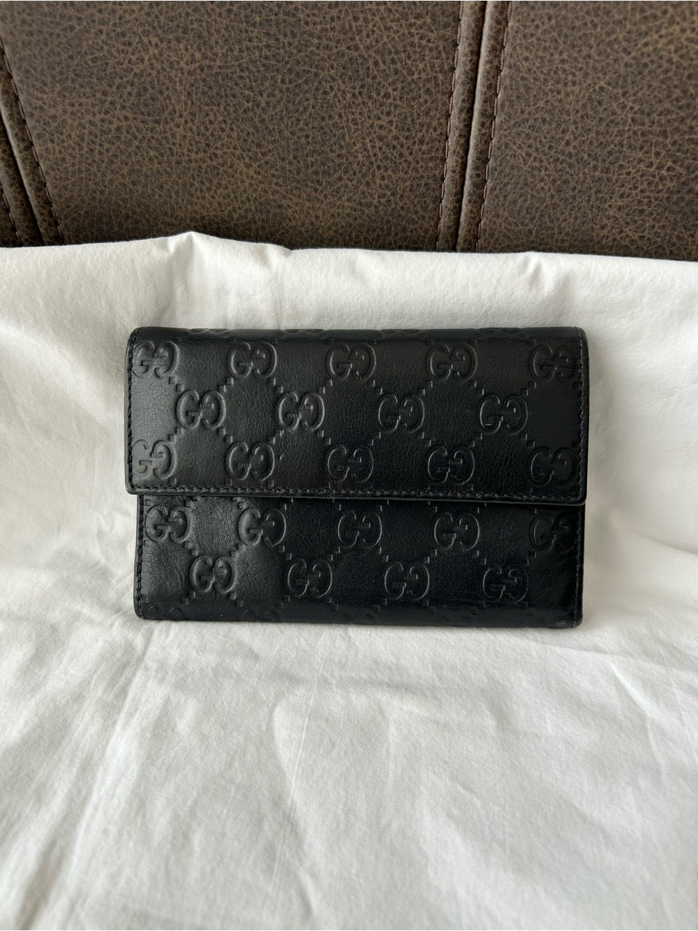 Gucci Black Embossed GG Leather Card Wallet
